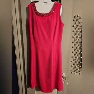 Ashley Stewart Jewel neck Magenta sleeveless dress size 14/16 NWT